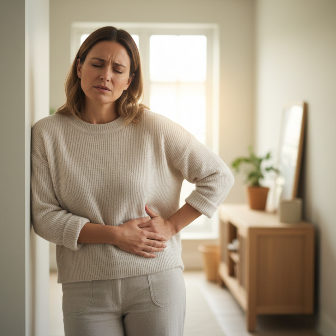 Adult enjoying a light drink at home.